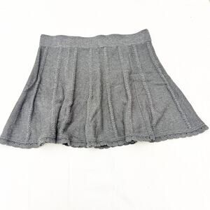 Cabi Circle Skater Pleated Skirt Knit Gray 100% Cotton Size XL